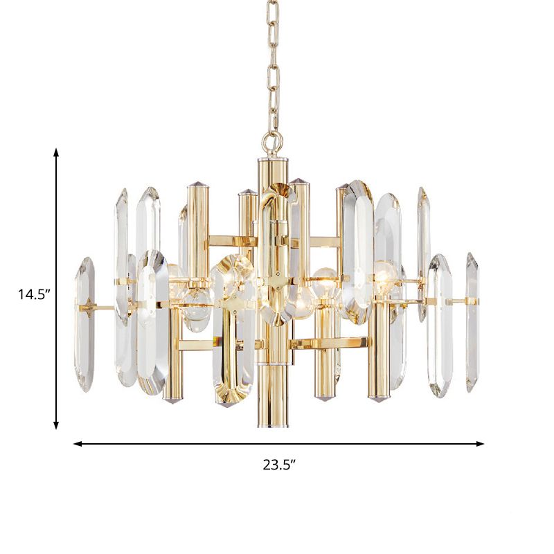 Metal Frame Hanging Light Kit Modern 8/10 Lights Gold Chandelier Light Fixture, 23.5"/31.5" Wide