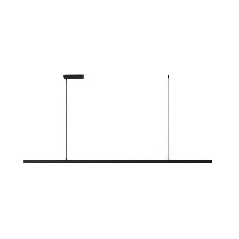 Linear Island Pendant Contemporary Metal Single Light Pendant Lighting Fixture in Black