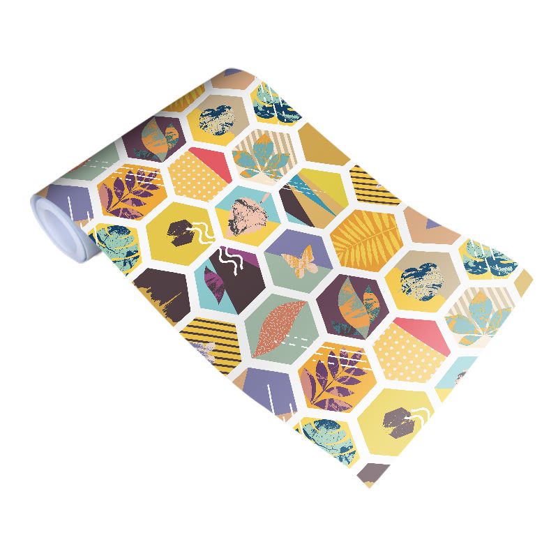 Self-Sticking Botanical Wallpaper PVC Modern Style Wall Decor for Bathroom, Yellow