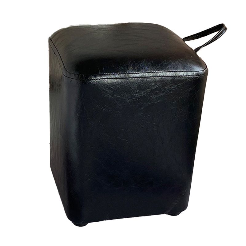 Square Pouf Portable Pure Color Faux Leather Stain Resistant Pouf Ottoman