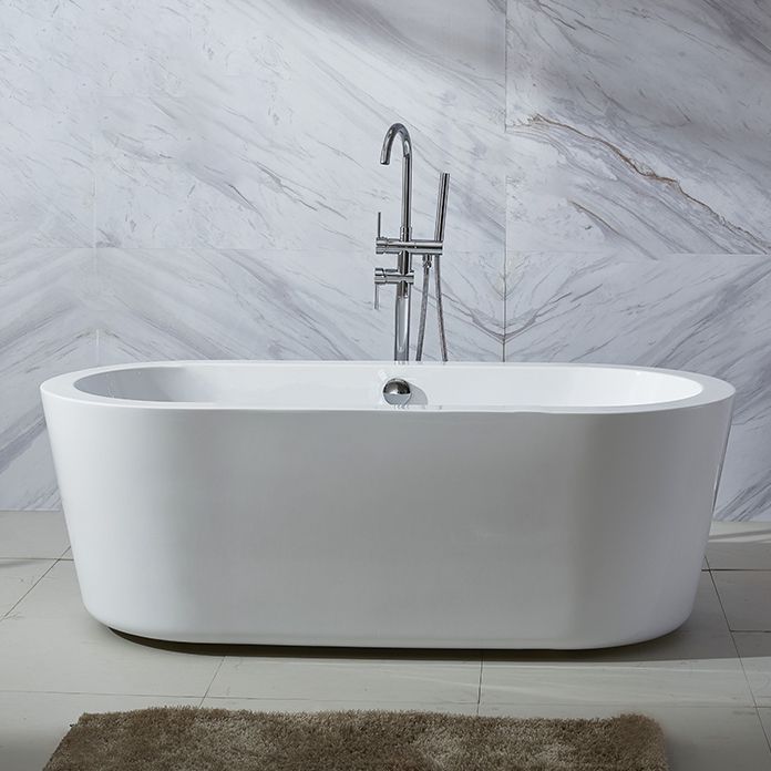 Modern Oval Stand Alone Bath Back to Wall Acrylic Soaking Bathtub