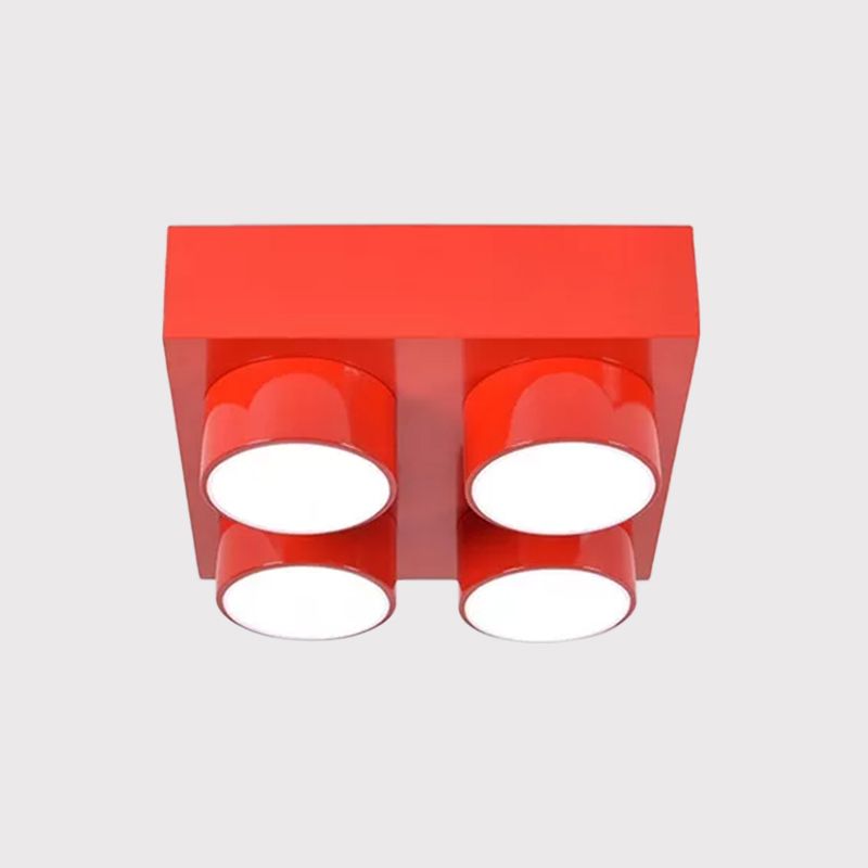Lámpara de techo LED de bloque de construcción, lámpara de acrílico roja/amarilla/azul de montaje empotrado para dormitorio