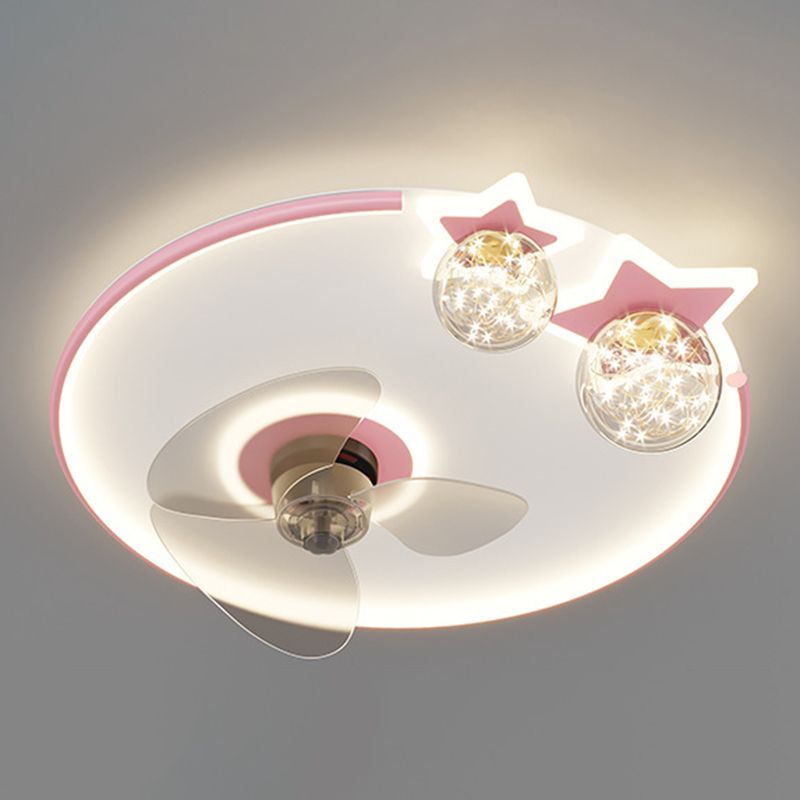 3-Blade Ceiling Fan Children Metallic Polish Finish Fan with Light for Living Room