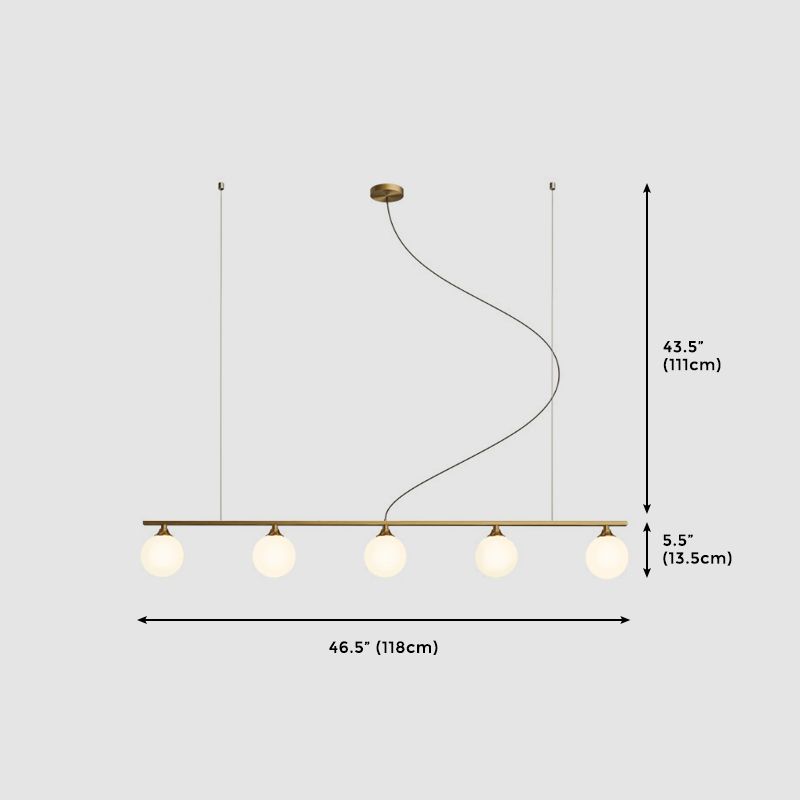 Lámpara de techo de la declaración de araña de la isla de cocina de 5 luces sombreada con vidrio esmerilado