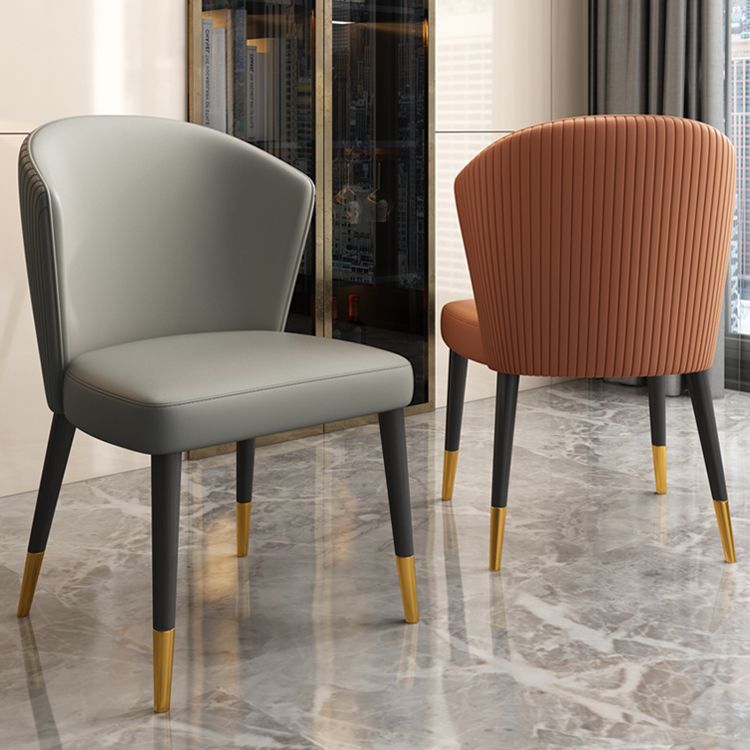 Silla lateral de cuero contemporánea para sala de estar Silla de comedor Wingback