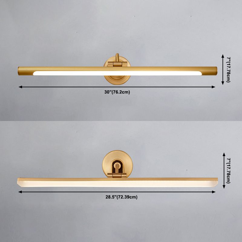 Sconcetto muro di tonalità lineare a 1 luce moderna moderna illuminazione da parete specchio in stile semplice in ottone