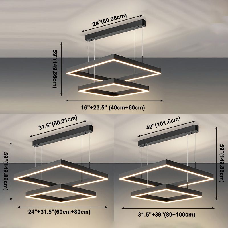 Luz de lámparas de lámparas de araña cuadradas de dos niveles simples de dos niveles