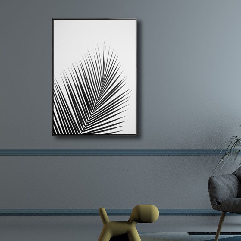 Palm Leave Wrapped Canvas for Living Room Plant Wall Art Print Black for Home Decor