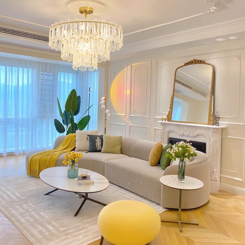 Contemporary Style Geometry Pendant Chandeliers Glass Chandelier Lighting Fixtures in Gold