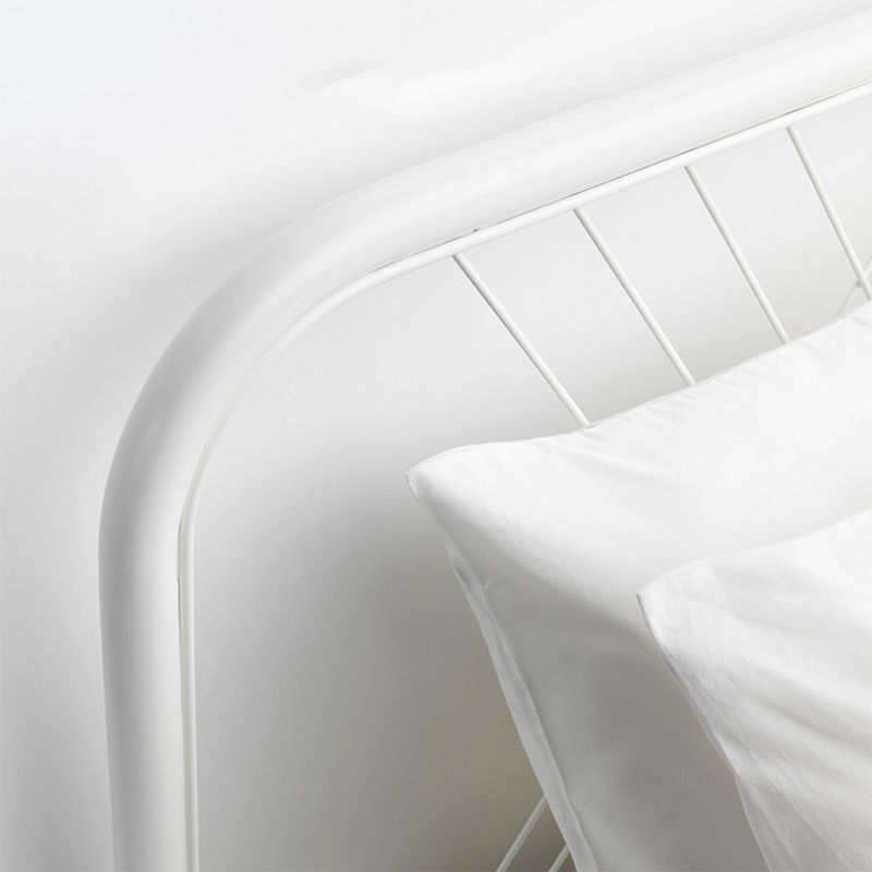White Metal Panel Bed Glam Standard Bed with Open-Frame Headboard