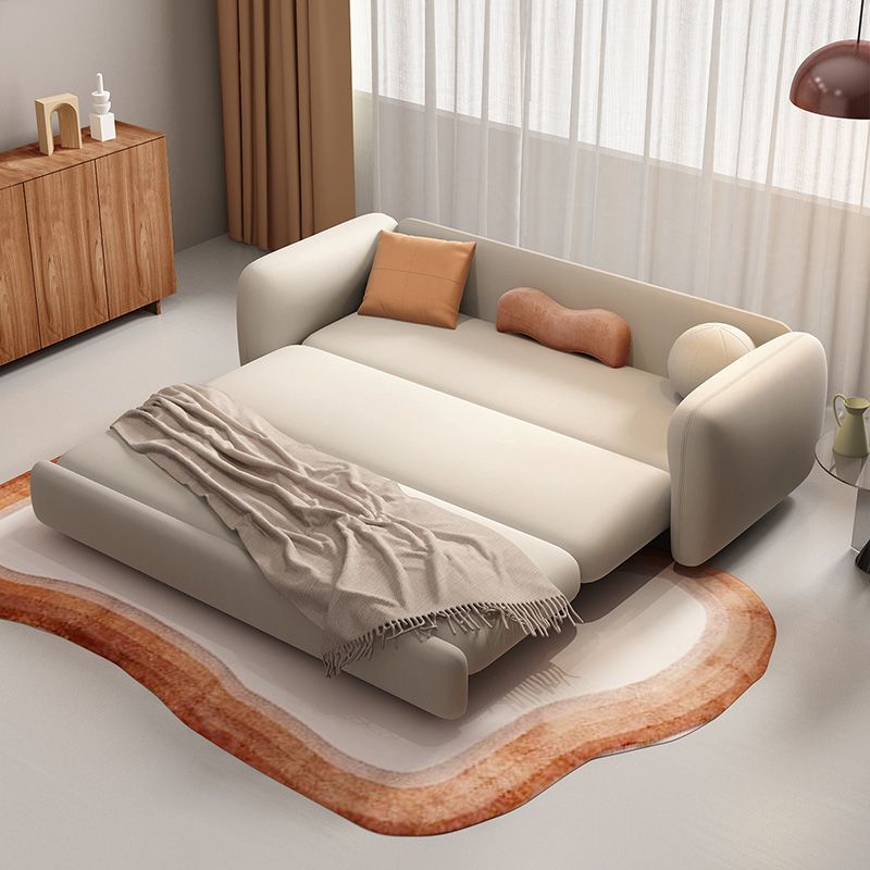 Scandinavian Settee Leather Living Room Cushions Square Arm Slipcovered Sofa Bed