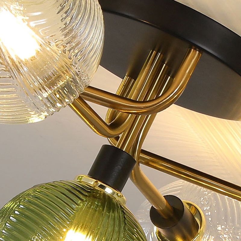 Glass Ball Shape Flush Mount Light Modern 5 Lights Flush Mount Ceiling Fixture