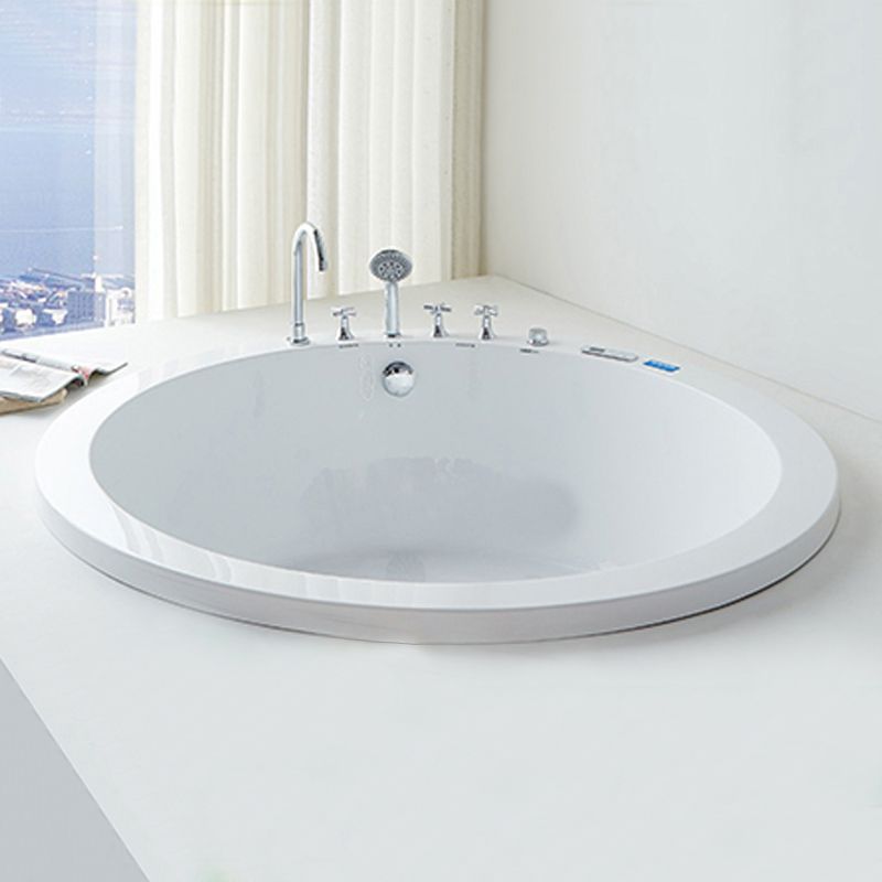 Modern Round Bath Acrylic Soaking White Back to Wall Drop-in Bathtub