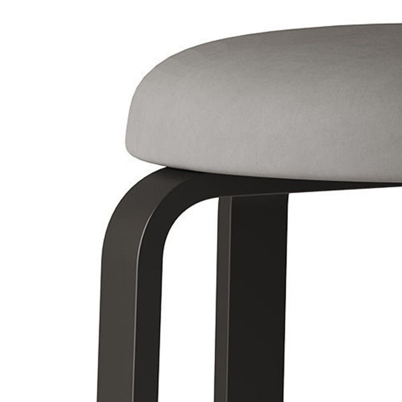 Grey Modern Standard Round Leather Water Resistant Indoor Standard