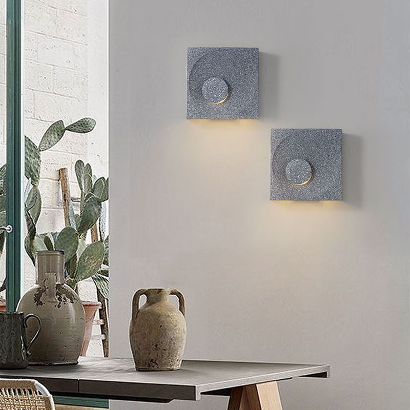 Stone Square Wall Sconce Lighting Modern Style 1 Light Wall Lighting Fixtures