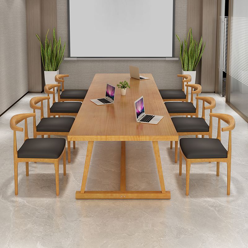 29"H Contemporary Writing Desk Rectangular Solid Wood Office Desk