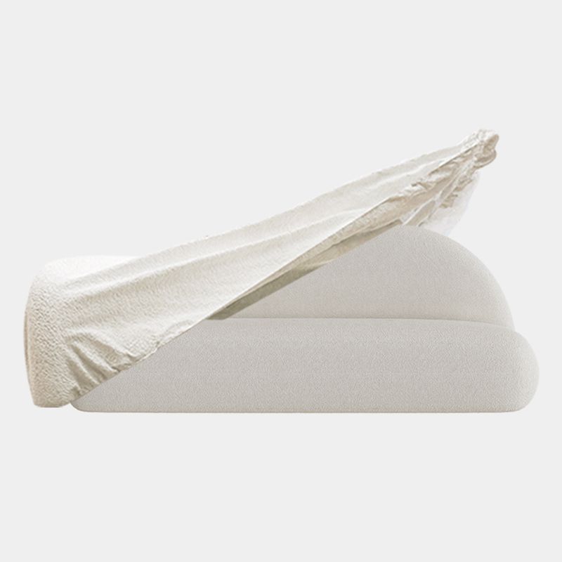 Tight Back Sofa Wool Curved Sofa in White for Living Room, Apartment