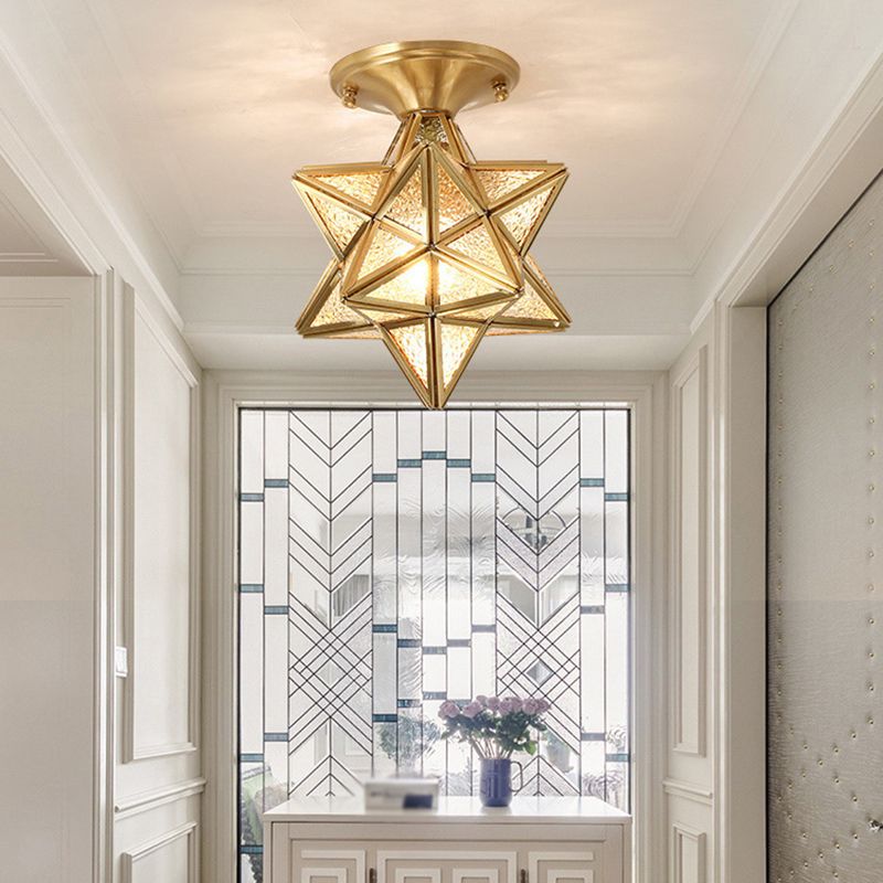 Contemporary Ceiling Lighting Star-Shade Flush Mount Fixture with Glass for Hallway