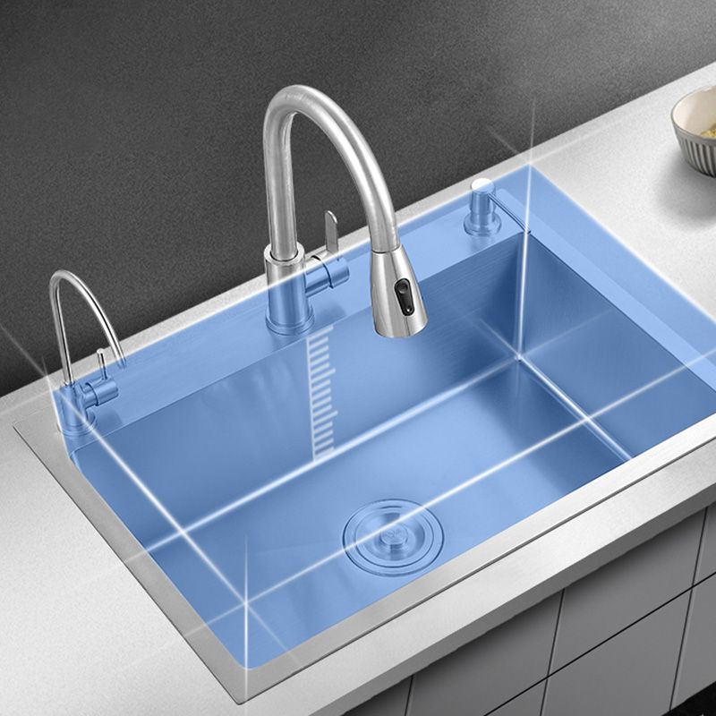 Contemporary Style Kitchen Sink Soundproof Detail Kitchen Sink with Overflow Hole