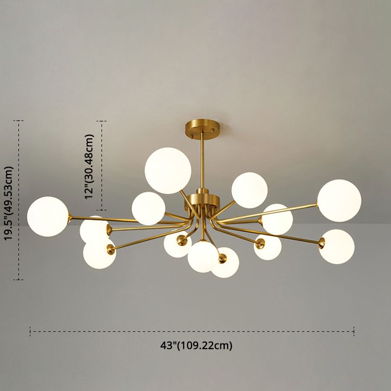 Luce del lampadario a palloncini a palloncino Luci a soffitto a soffitto in vetro a base di latte ultra-contemporanea per soggiorno per soggiorno