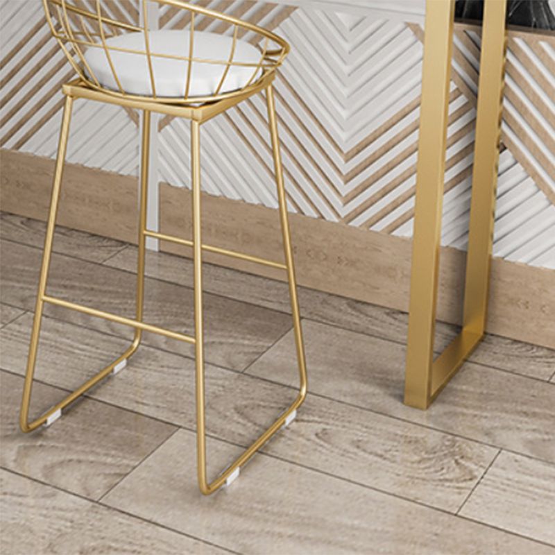 Glam Upholstered Counter Stool Low Back Stool with Gold Frame