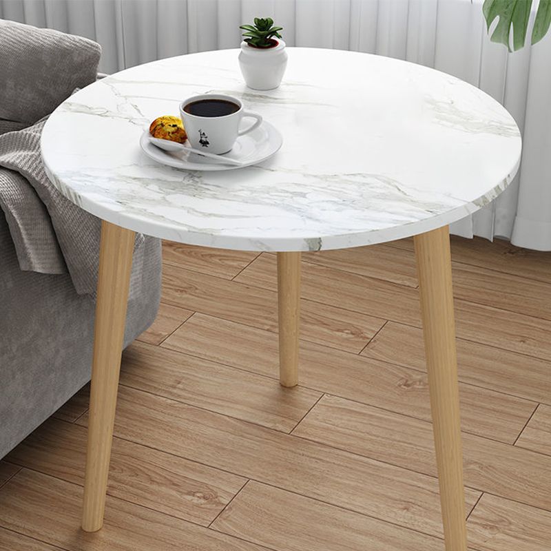 3 Legs End Table Wood White/Natural Round Side Table for Living Room