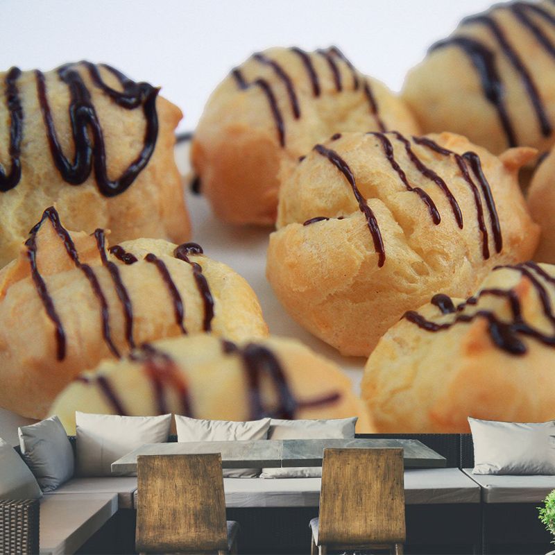 Bread Dessert Mural Wallpaper Contemporary Wall Covering for Bakery, Water Resistant