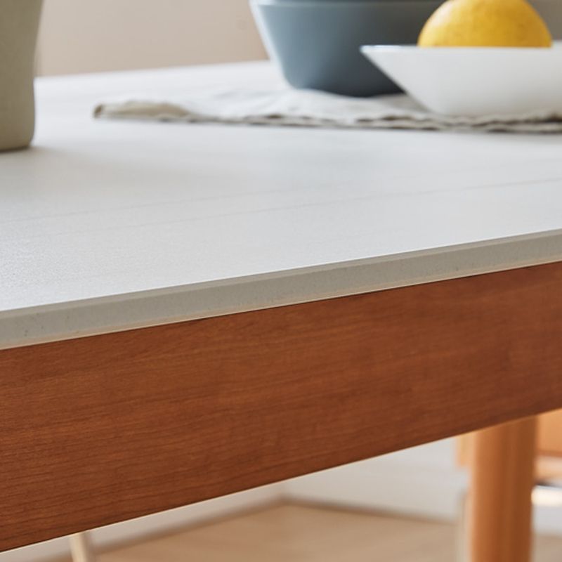 Sintered Stone Top Dining Table Rectangle Table with Wooden Base and 4 Legs