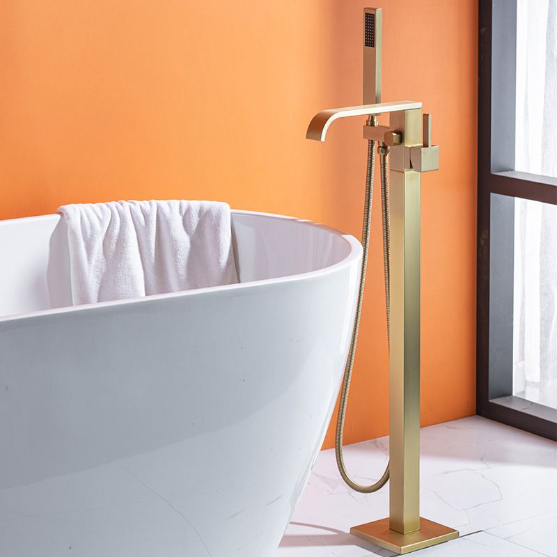 Floor Mounted Tub Spout 1 Handle Freestanding Bathtub Faucet with Handshower
