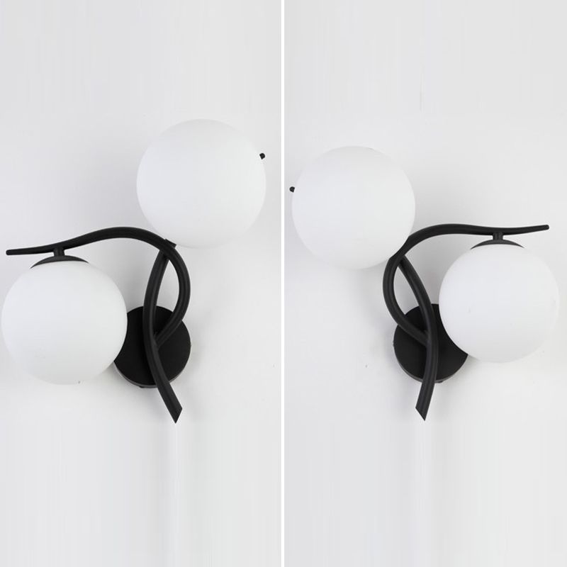 Modern Metal Wall Sconce Minimalist Glass Ball Shade Wall Light Fixture