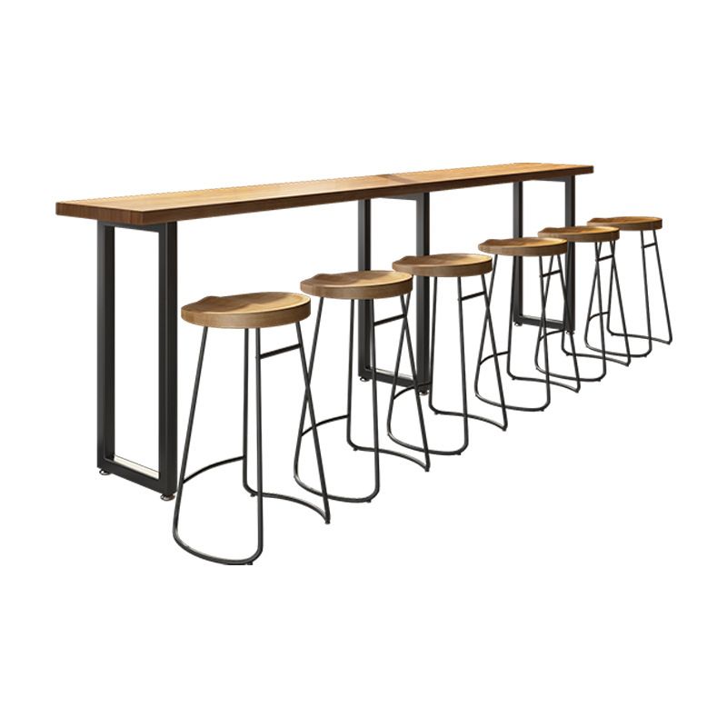 Modern Bar Table Set 1/7 Pieces Solid Wood Rectangle Bar table with Backless Stools