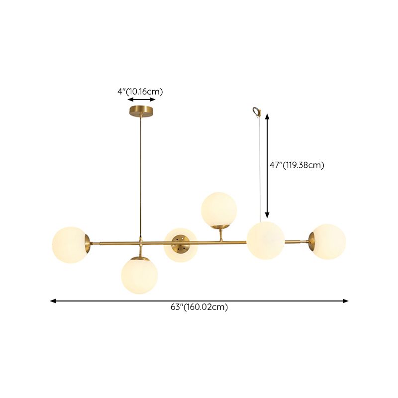 Modern Style Ball Shape Island Pendants Glass Pendant Lights in Gold for Dining Room