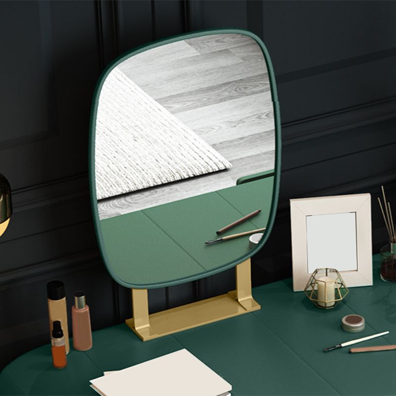 Luxurious Leather 2-Drawer Vanity Makeup Table Set in Dark Green