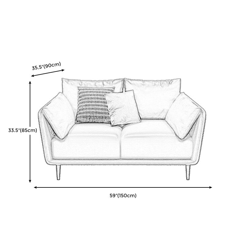 Faux Leather Sofa with Pillows Back and Pillow Top Arm for Living Room