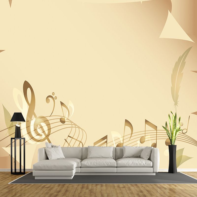 Illustration Stain Resistant Wallpaper Musical Note Living Room Wall Mural