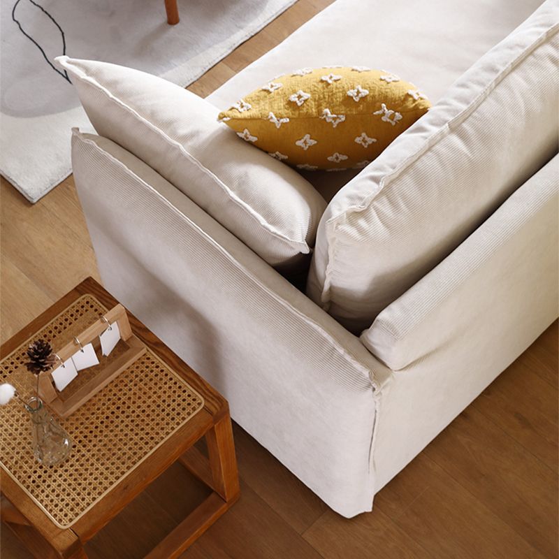 Loose Back Linen Square Arm Sofa with Slipcovered for Apartment and Living Room