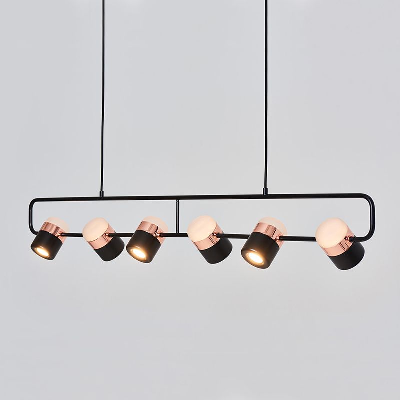 Contemporary Style Cylinder Island Lighting Metal 6 Light Island Pendant Lights