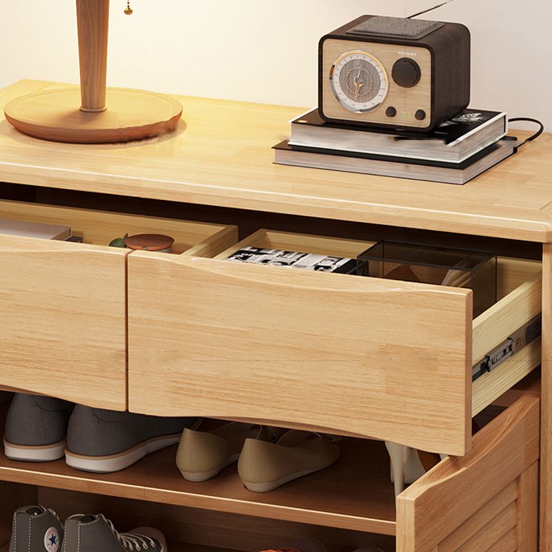 40.15" Tall 2/3 - Door Accent Cabinet Rubberwood Cabinet in Brown/Natural