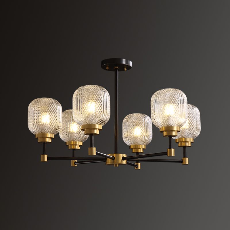 Brass Geometric Shape Chandelier Modern Chandelier Lamp with Prismatic Glass for Bedroom