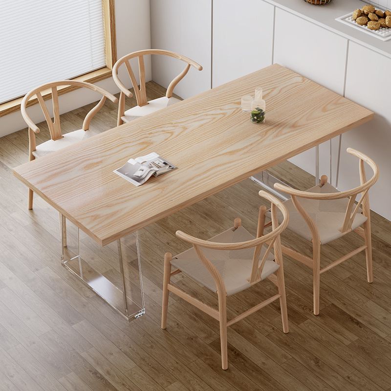 Industrial 1/2/5 Pieces Furniture Solid Wood Rectangle Dining Set in Natural