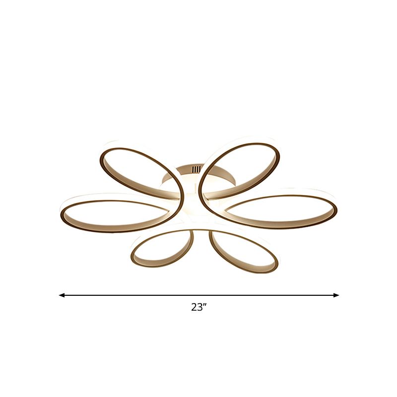 23 "/29" W Minimalistische Bloem Gevormd Flushmount Acryl Woonkamer LED Semi Flush Mount Plafond Licht in Wit