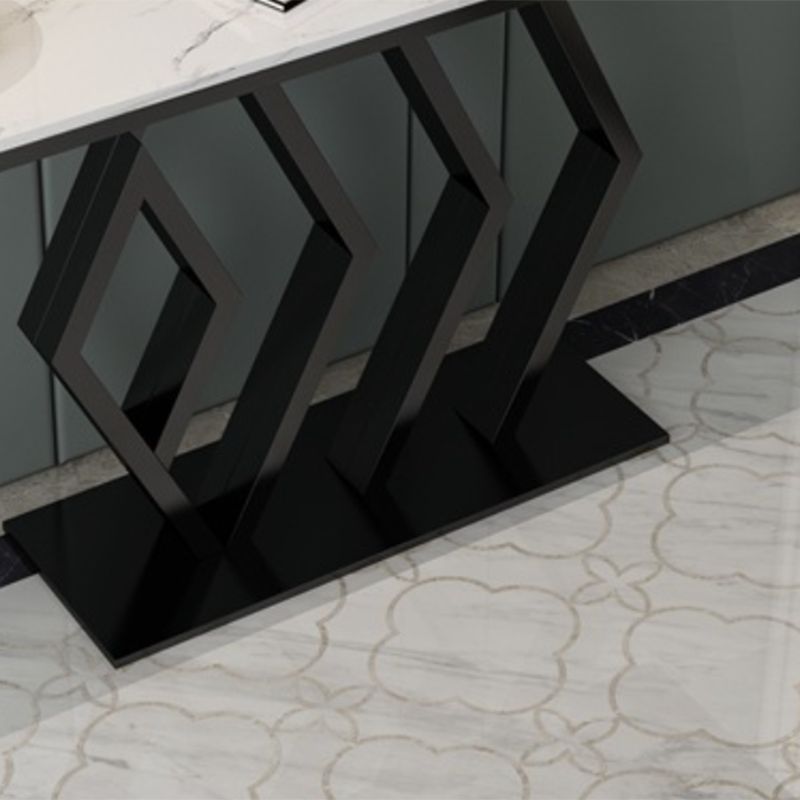 Glam Rectangle Console Table with Pedestal Base and Marble Top