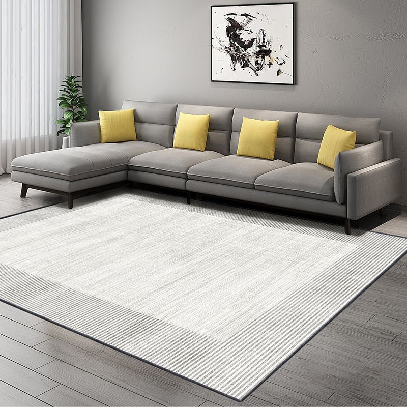 Fancy Grey Modern Area Carpet Geometric Pattern Polyester Area Rug Non-Slip Rug for Home Decor