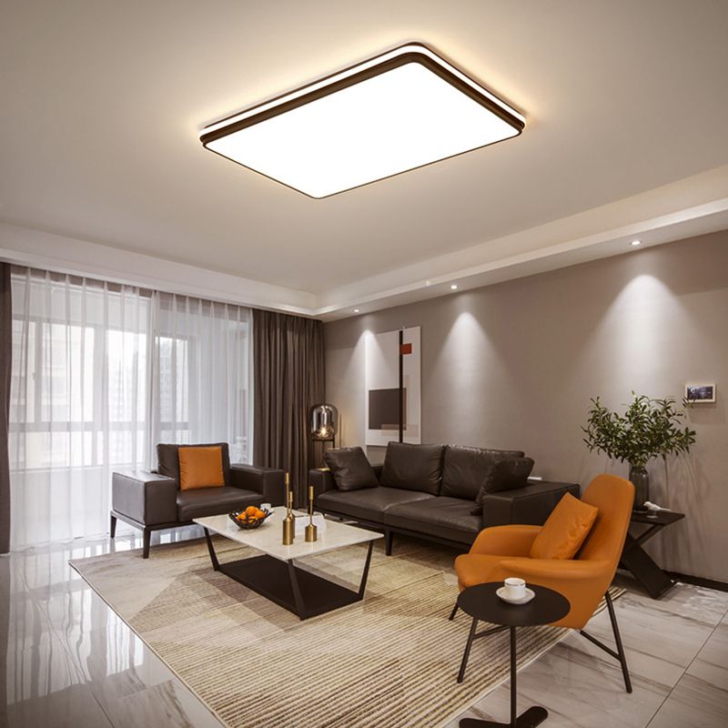 Black Geometrical Flush Ceiling Light Fixture Modern Style 1-Light Metal Flush Light