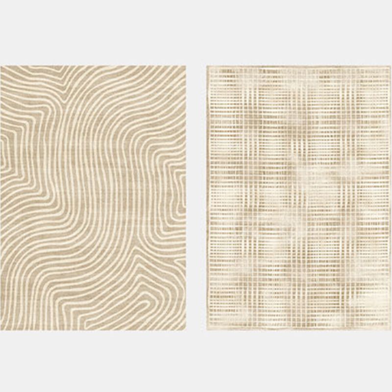 Yellow Tone Modern Area Carpet Polyester Banded Indoor Rug Anti-Slip Backing Carpet for Home Decor