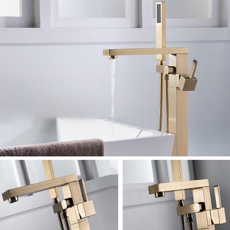 Floor Mounted Metal Freestanding Tub Filler Swivel Freestanding Faucet with Hose
