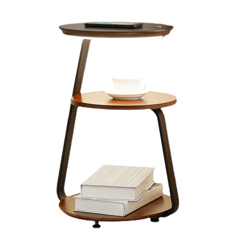 Modern Solid Wood Round 3-Tier Living Room Accent Side Table
