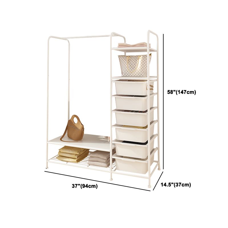 Contemporary Metal Wardrobe Cloth Rod Included Wardrobe Closet for Bedroom