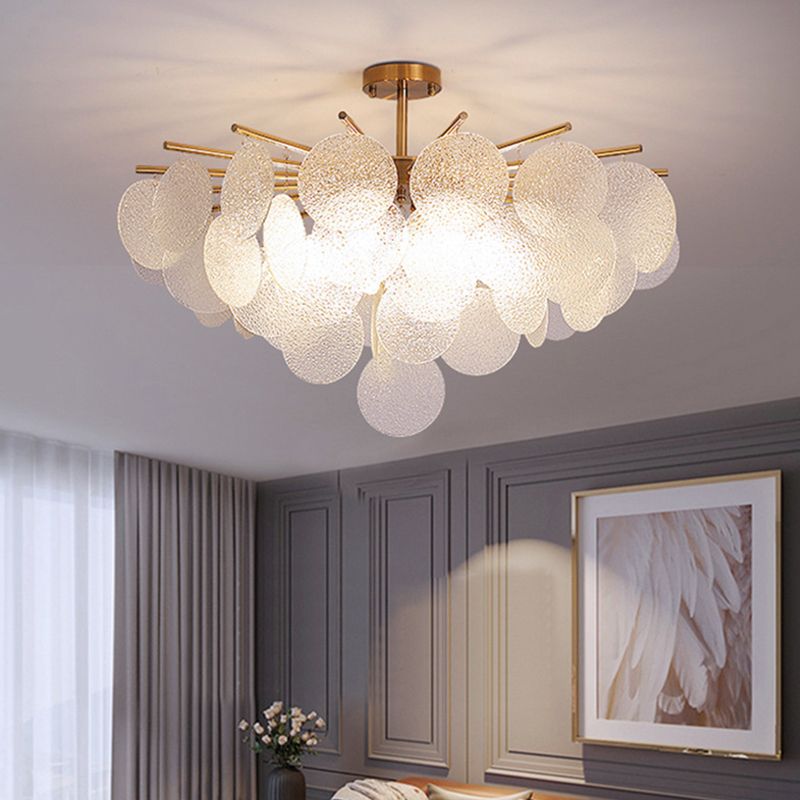 Round Shade Hanging Light Modern Style Glass Chandelier Light for Living Room