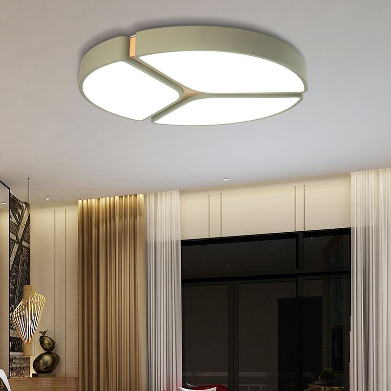16"/19.5"/23.5" Wide Circular Flushmount Light Macaron Metallic Led Close to Ceiling Light in Warm/White Light